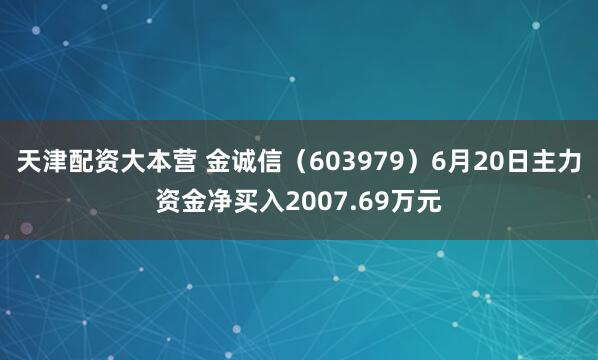 天津配资大本营 金诚信（603979）6月20日主力资金净买入2007.69万元